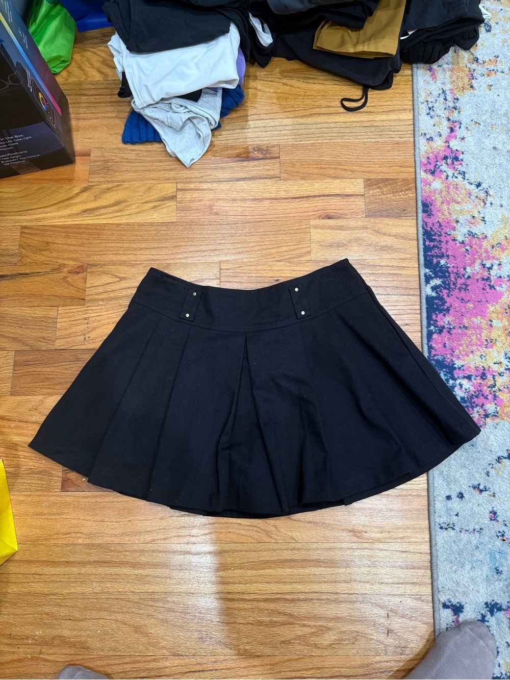 Cider Black Circle Skater Mini Skirt